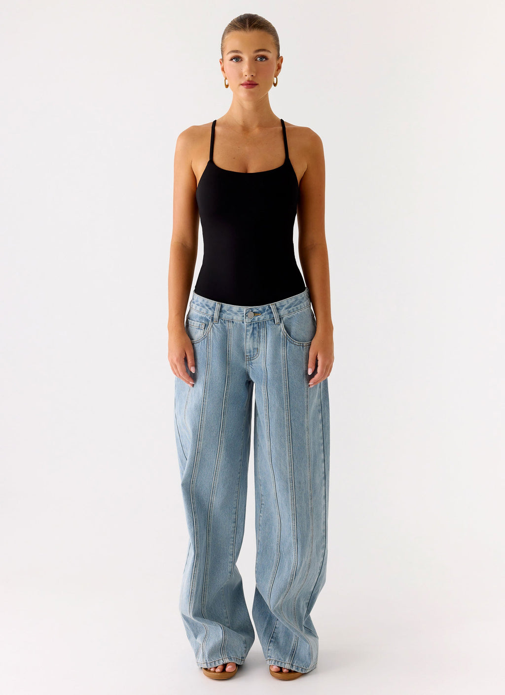 Anda Women's Black Bodysuit with Adjustable Straps