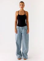 Anda Women's Black Bodysuit with Adjustable Straps