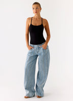 Anda Women's Black Bodysuit with Adjustable Straps