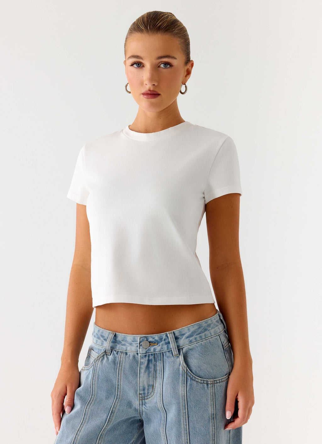 Women's Fitted Baby Tee with Round Neckline