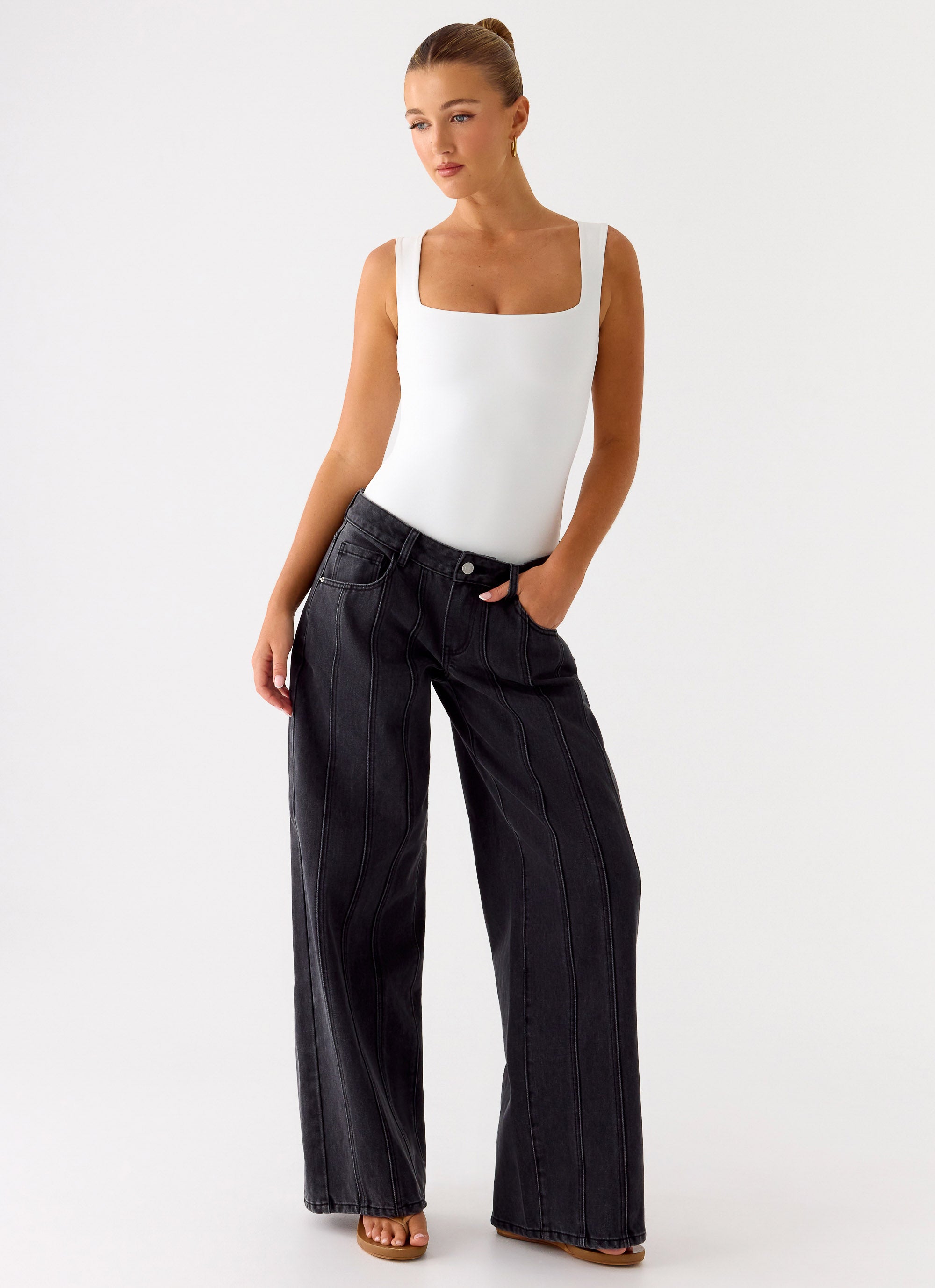 Eniola Women's Square Neck Bodysuit with Thick Straps