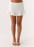 Lucie Mae Women's White Mini Skirt with Ruffle Hem