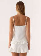 Lucie Mae Women's White Mini Skirt with Ruffle Hem