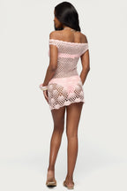 Paraiso Off Shoulder Crochet Mini Dress