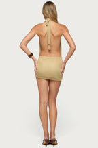 Viviene Backless Metallic Knit Mini Dress