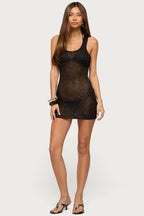 Xayah Sequin Sheer Knit Mini Dress